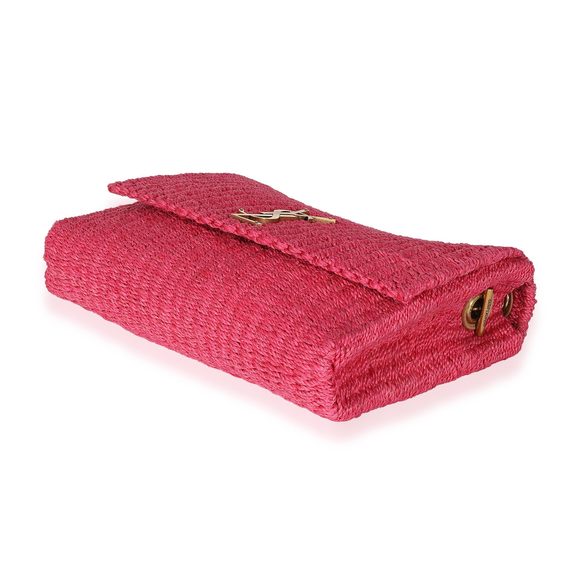Saint Laurent Pink Woven Sisal Medium Kate Bag - Picture 8 of 8